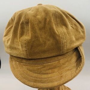 WILSONS LEATHER Mens Leather Cab Taxi Newsboy Motorcycle Driving Hat Cap Vtg